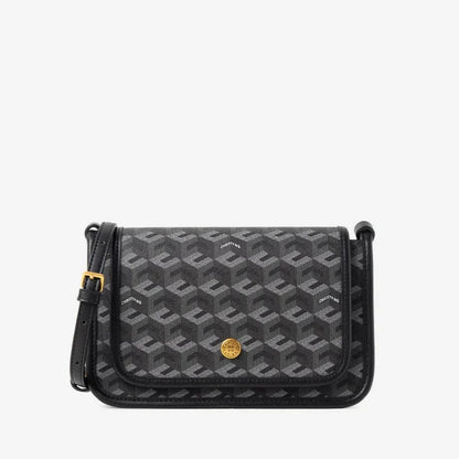 Luxury Monogram Messenger Bag Women Geometric Print 3D Cube Coated Canvas Crossbody Bag Classic Versatile Elegant Shoulder Bag