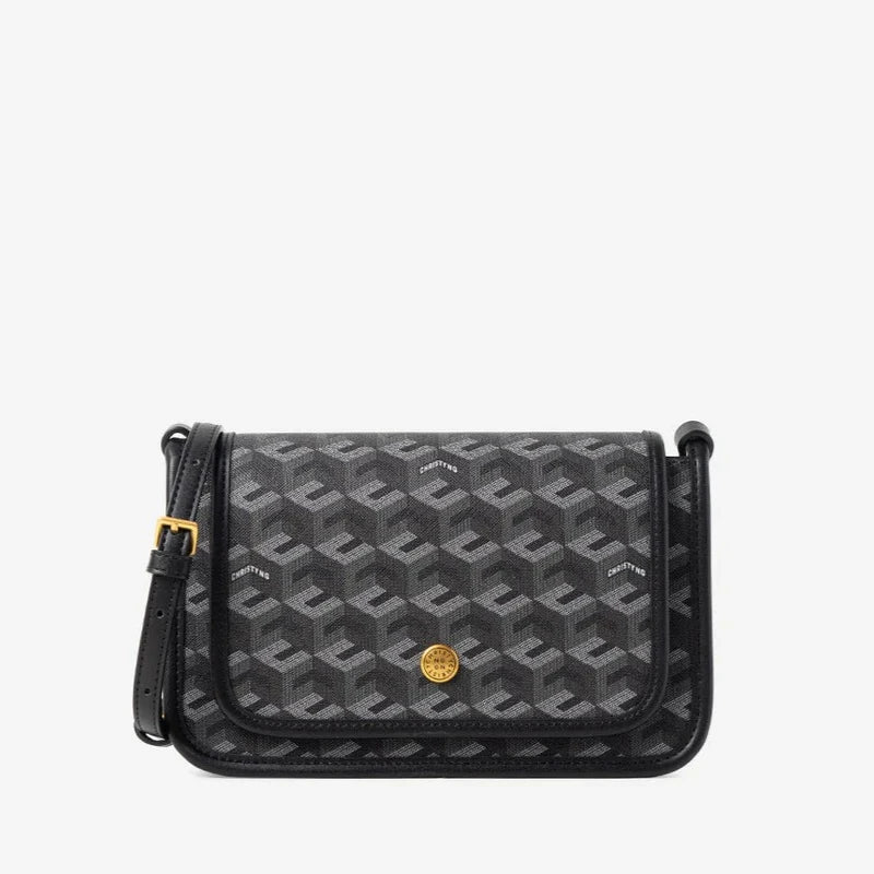 Luxury Monogram Messenger Bag Women Geometric Print 3D Cube Coated Canvas Crossbody Bag Classic Versatile Elegant Shoulder Bag
