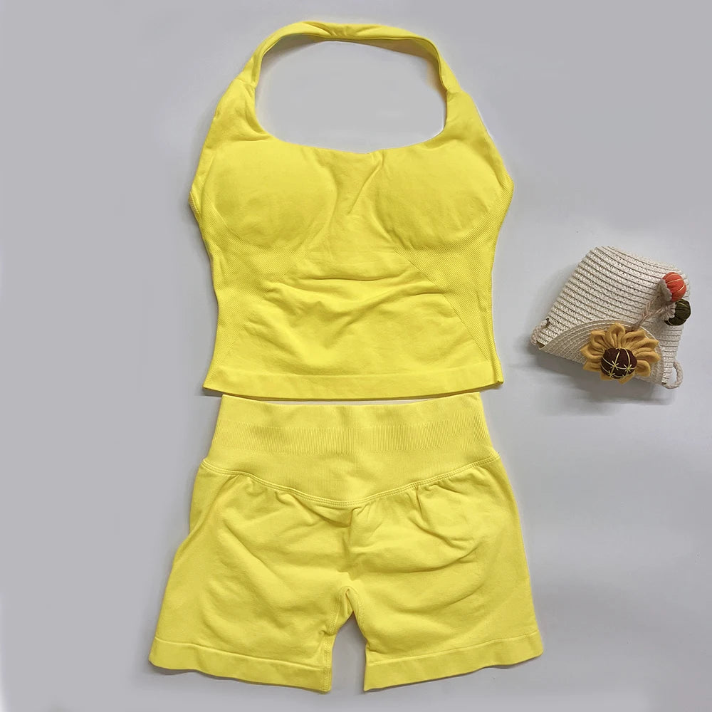 two pieces yoga outfits DF impact gym clothing fitness pants set DFNNYE woman Halter Top sports leggings Gym workout sets