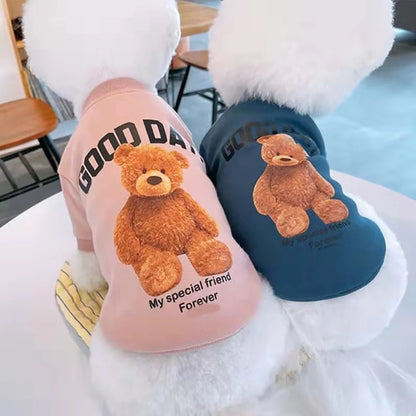 Autumn Winter Puppy Hoodie Clothing Cartoon Bear T Shirt Vest Cat Sweater with Pocket Big Dog Sport Shirt Pet Vest Pet Clothes