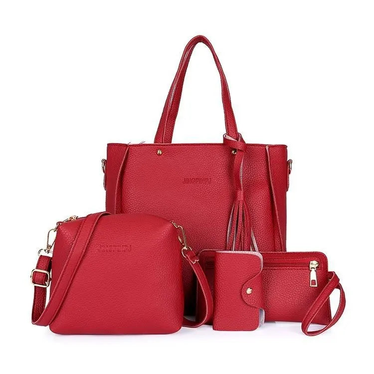 4Pcs/Set Shoulder Bag Large Capacity Crossbody Handbags Enhanced and Reinforced PU Leather Wallet Purse Crossbody Bags for Women