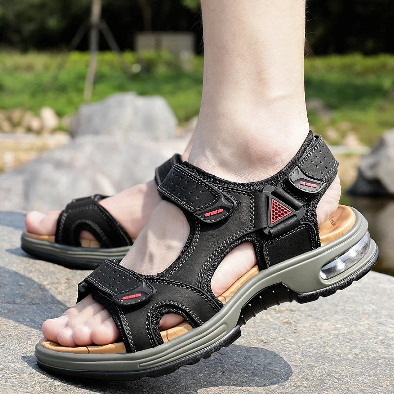 Men Sandals Classic Summer Youth Outdoor Leisure Light Open Toed Beach Shoes Soft Bottom Shock Absorbent Fashion Walking Sandals