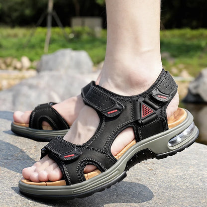 Men Sandals Classic Summer Youth Outdoor Leisure Light Open Toed Beach Shoes Soft Bottom Shock Absorbent Fashion Walking Sandals