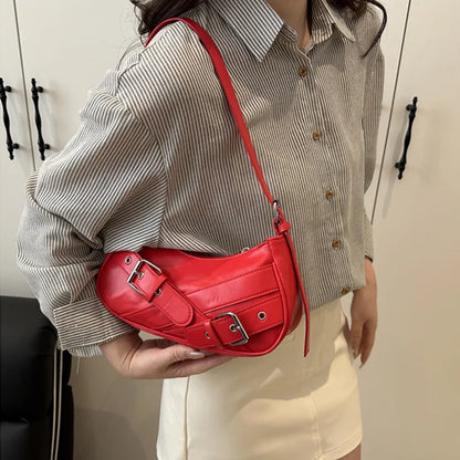 Y2K VintagePULeather WomenShoulderBag Small Crossbody Bag for Women Fashion Ladies Underarm Bag Clutch Purse Female Handbag