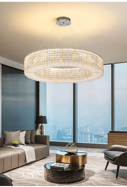 Champagne Crystal Waterfall Bead Modern Ceiling Lights LED Lamps Lighting Fixture for Living Room Lustres Home Decor Lampara