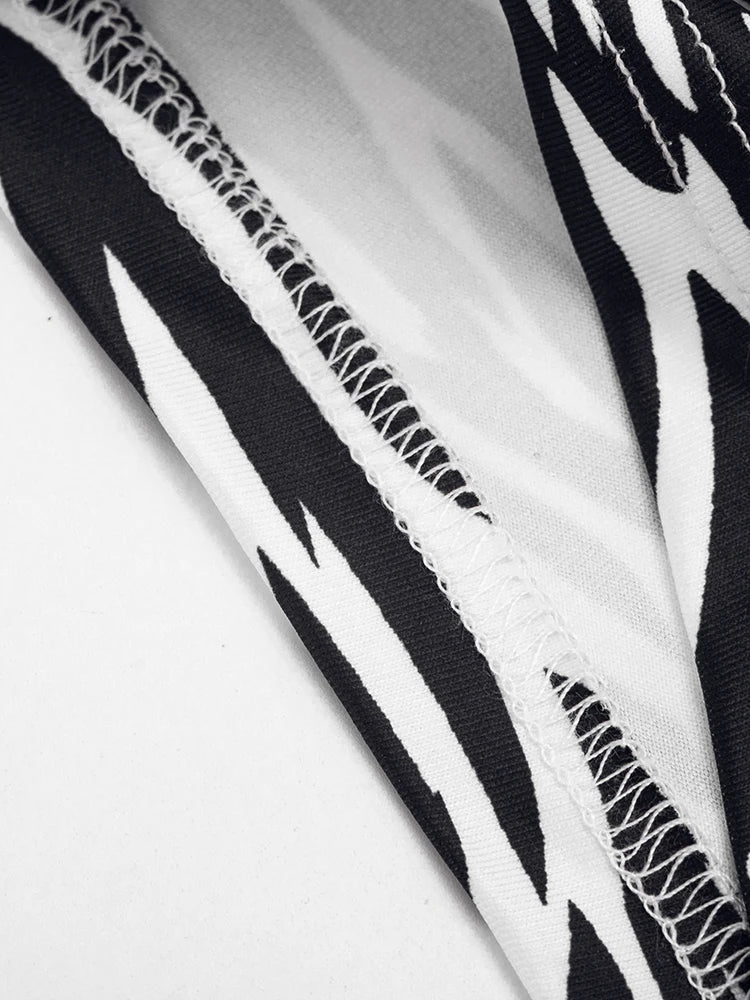 Weird Puss Sexy Fashion Playsuits Woman Zebra Stripes Lace-Up Halter Backless Shape Waist Skinny Peach Hip Wild Style Rompers