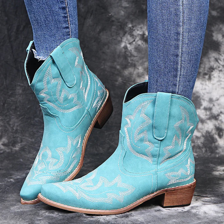 Boots Women New 2026 Winter  Luxury Designer Embroidered Ankle Boots for Women Ladies Pointy Fashion Rubber Footwear Women Shoes