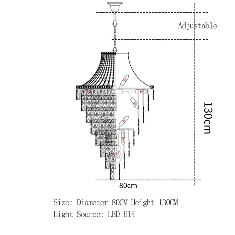 Large Ceiling Long Crystal Chandelier Hotel Lobby Living Room Luxurious Multi Story Staircase Light Golden Stainless Steel Light