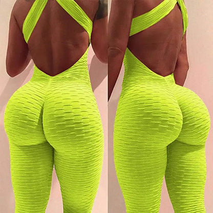 Sexy Hip Yoga Onesie Faion Jacquard Low Waist Street Sle Thiened ort Pants Wide Leg Pants Butt Lifting Yoga Suit
