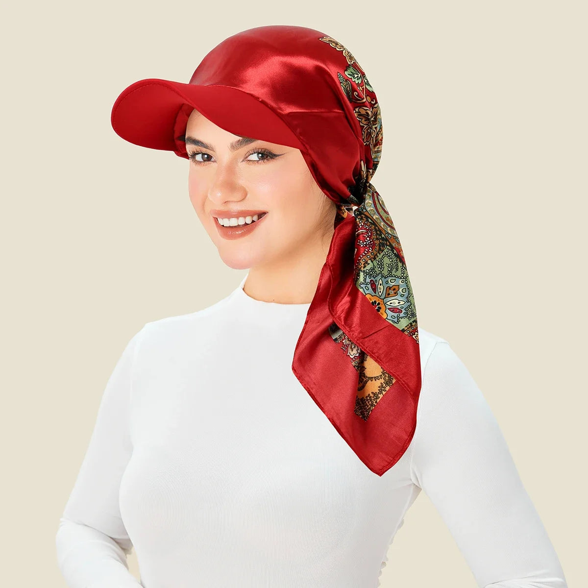 2026 New Floral Print Women Hijabs Scarf Hat Soft Satin Kerchief Hairband Neckerchief Head Hijab Lady Headband Headwear