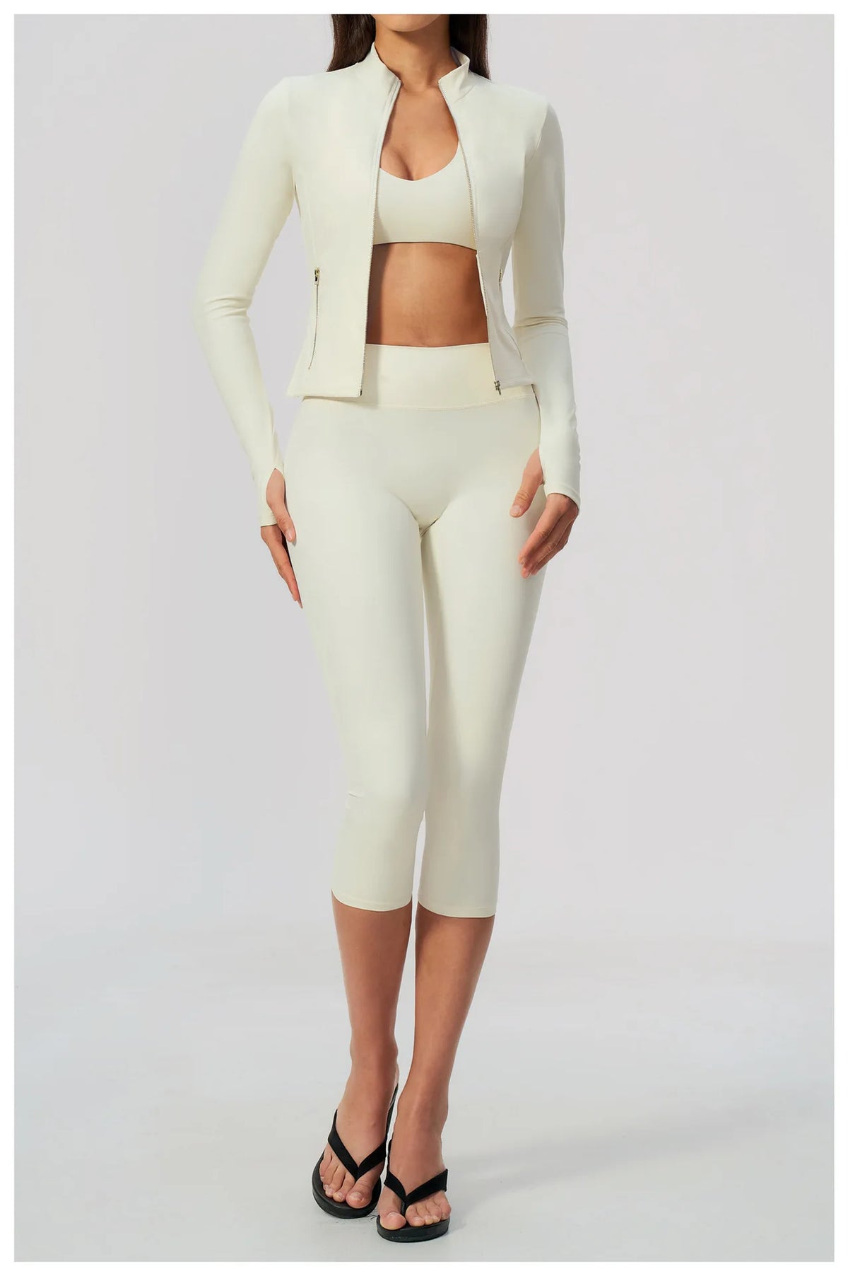 Yoga Set 3PCS Women's Tracksuit Workout Outfit Zipper Fitness Long Sleeved Sports Set Gym Clothes Female Sports Bra Yoga Outfits