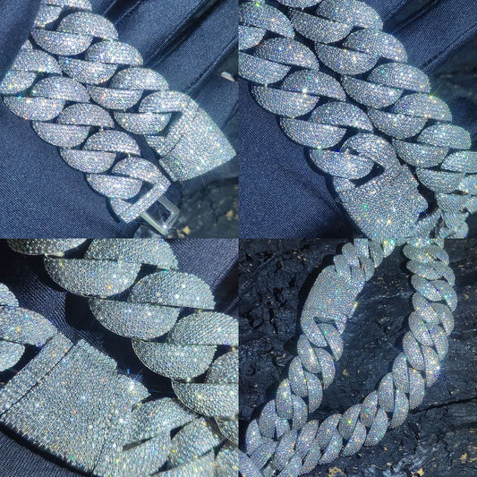 Luxury Jewelry 24mm Diamond Chain Men Iced Out Bling CZ Silver/Gold Plated Rapper Hip Hop Thick Cuban Link Necklace Gift for Him