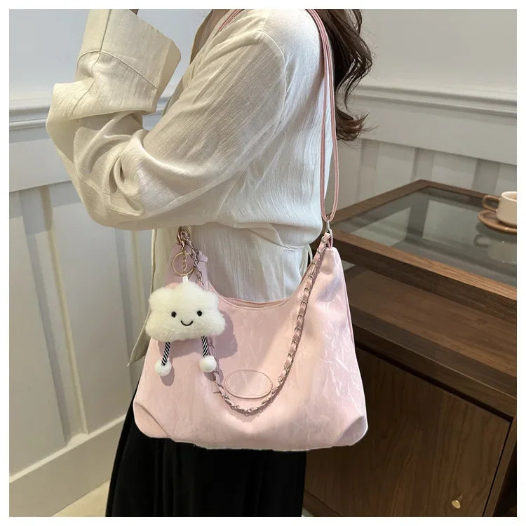 New Summer Chain Commuting Bag, Casual Student Soft Face Large Capacity Bag for Women, Fashion Single Shoulder Crossbody Bags