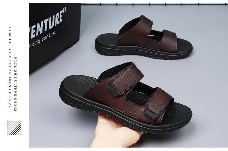 Men Slippers Shoes Solid Color Slip On Casual Beach Slides Mens Thick Sole Anti Slip Shoes for Men 2024 Summer Fashion Sandals