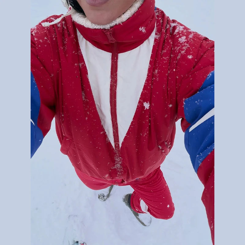 Casual Stand Collar Women Ski Jumpsuits Zippers Waist-Closed Thicken Lady Jumpsuit 2026 Autumn Winter Chic Female Skiwear