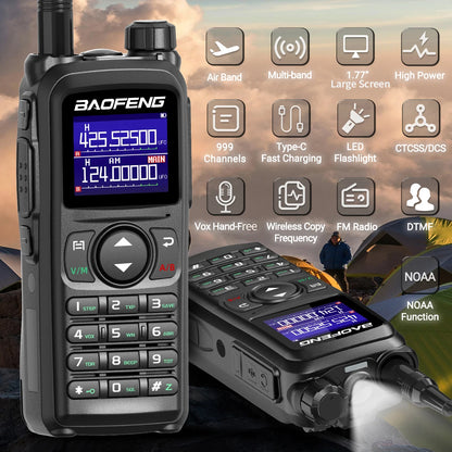 BAOFENG UV-28 PRO MAX Walkie Talkie 10W Multi-Band Wireless Copy Frequency 999CH DTMF Type-C AM FM NOAA Long Range Two Way Radio