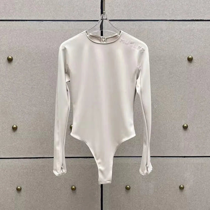 TWOTWINSTYLE Solid Spliced Folds Chic Jumpsuit Female O Neck Long Sleeve Loose Basics Casual Women's Jumpsuits Summer Fashion
