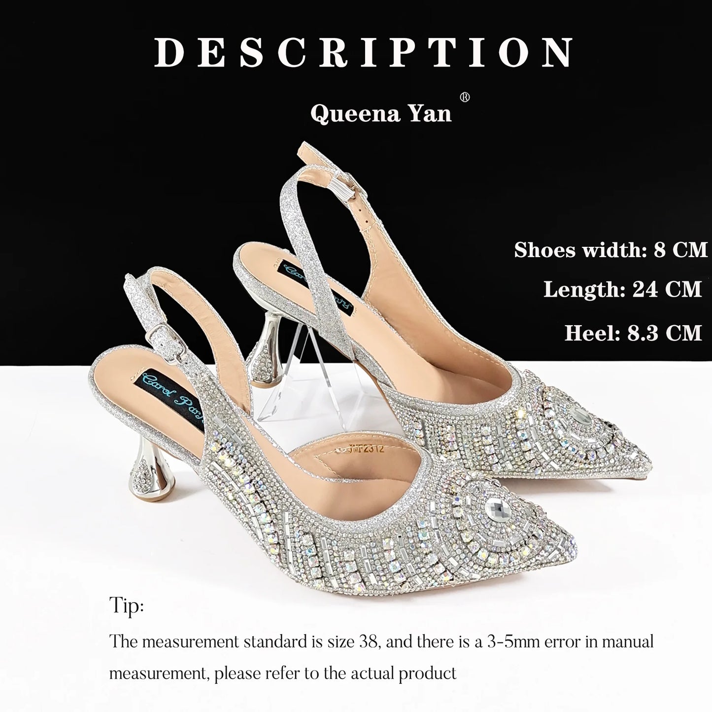 Queena Yan High-end Matching Women's Shoes with Diamond Hard Box Bag Popular in Nigeria Party Women's High Heels