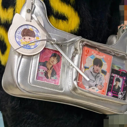 HOT Womens Transparent Ita Bags Girl Transparent Messenger Bag Women's Designer Handbags Ladys DIY Badge Tote Bag Lolita Handbag