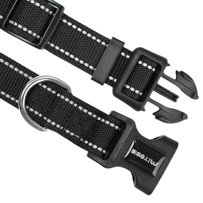 Reflective Adjustable Padded Dog Collar Soft Breathable Pet Neck Strap for Medium Large Dogs Durable Safety Collar for Night