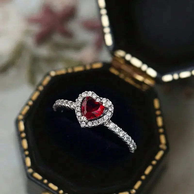 Gorgeous Zircon Romantic Love Heart Ring for Women Engagement Wedding Real 925 Sterling Silver Luxury High Quality Fine Jewelry