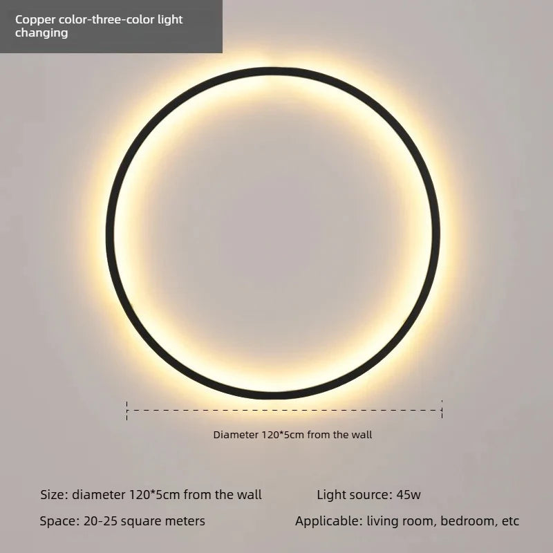 Minimalist LED Circle Background Wall Lamp Home Indoor Decor Wall Sconces Living Room Hall Hotel Wall Lights Bedside Light Black