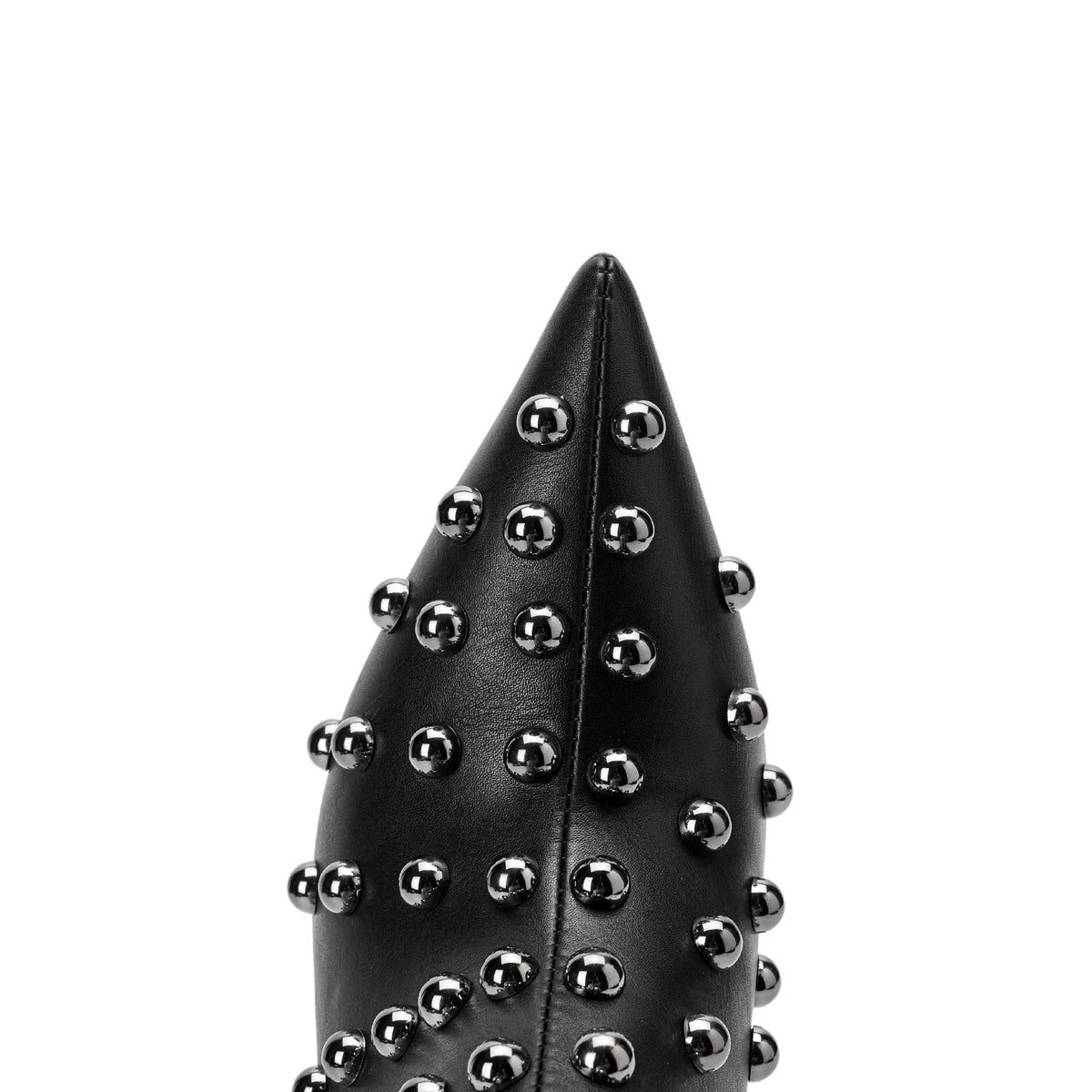 Women PU Studded Ankle Boots Pointed Toe Stiletto High Heel Metal Rivet Decor Punk Rock Fashion Party Short Booties F462