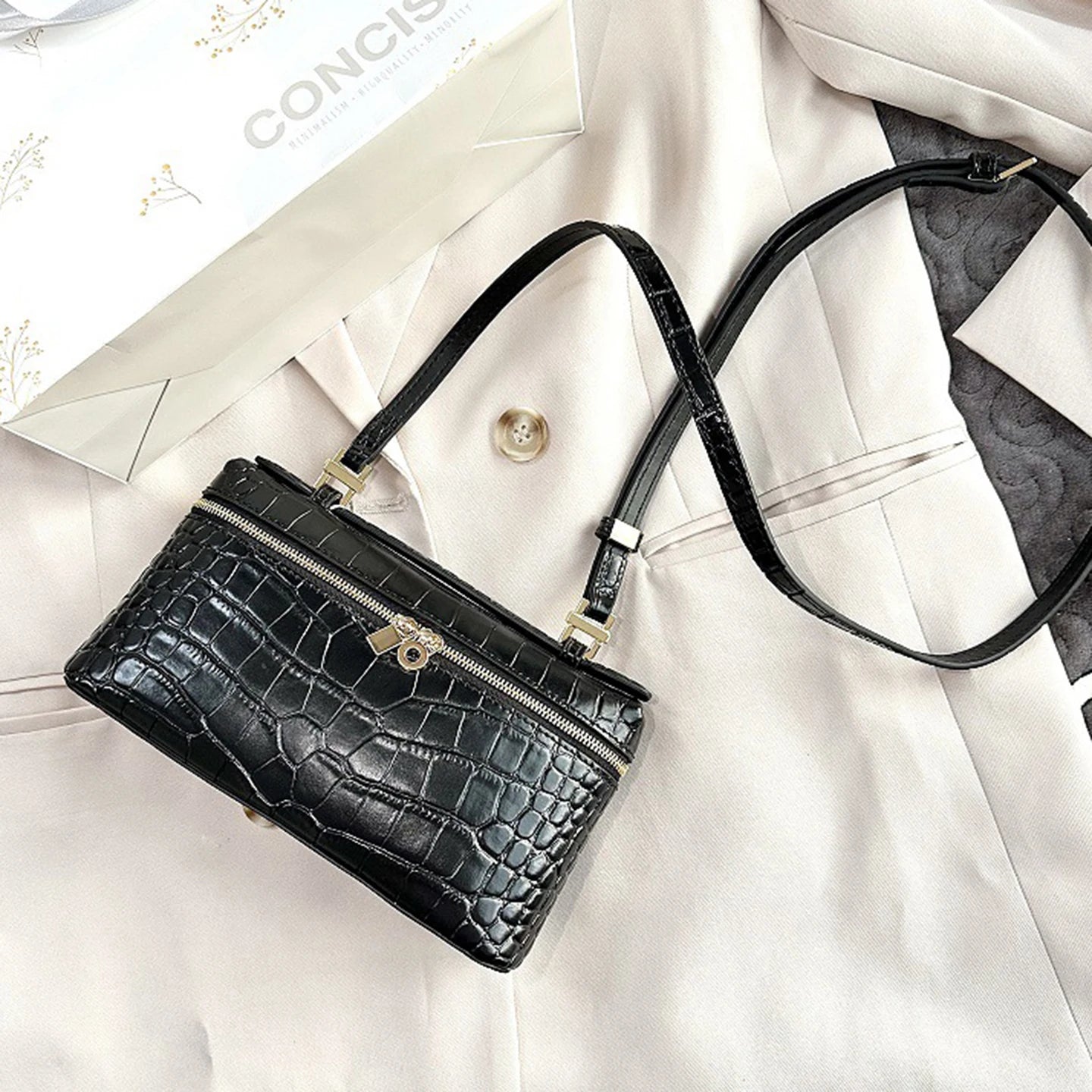Shoulder Bag Handbag women Luxury Women's Crocodile Embossed Mobile Phone Handbag Brand New LP19 Genuine Leather Mini Small size