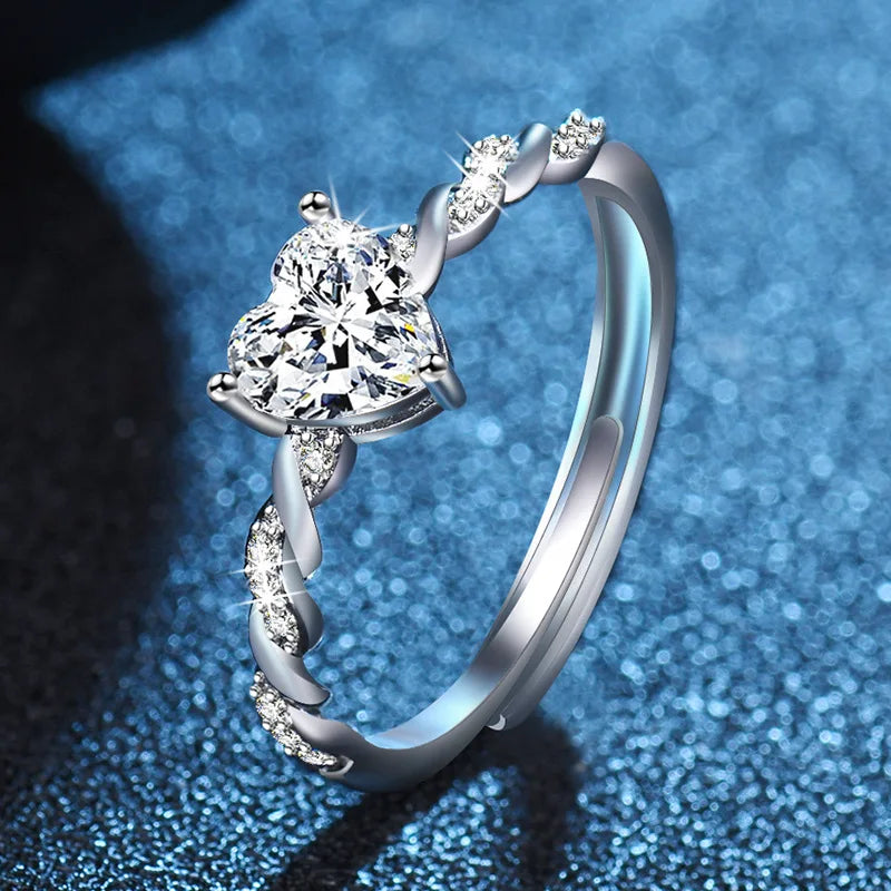 Original 925 Sterling Silver Ring High Quality Adjustable Opening AAA Zircon For Women Wedding Fine Fashion Jewelry Gift