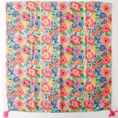 Spain Fashion Petal Floral Tassel Viscose Shawl Scarf Lady High Quality Print Soft Pashmina Stole Bufandas Muslim Hijab 180*90Cm