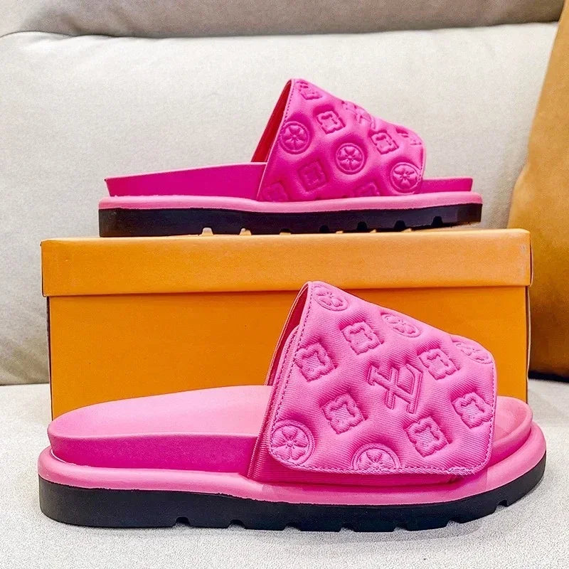 Magic Tape Flat Slippers Women Summer Luxury Shoes woman Brand Platform Sandals Ladies Height Increase Flats Slides Slippers