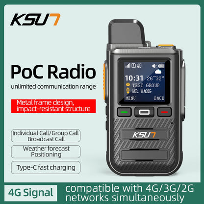 KSUN CT22 4800mAh Public Network Intercom 4G Full Netcom Metal Body Reflective Screen Type-C Fast Charge, Dual SIM Weather+GPS