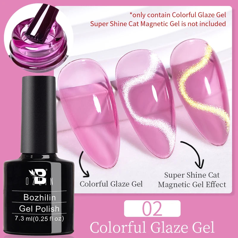 7.5ml Golden Light  Magnetic Gel Golden Gems Magnetic Gel Nail Polish Cat Nail Sparkling Glitter Semi Permanent Varnish