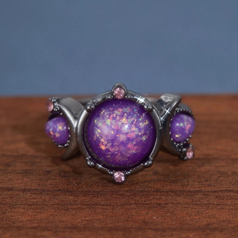 Elegant and Luxurious Synthetic Opal Vine Leaf Engagement Wedding Ring Wedding Jewelry Accessory Valentine's Day Gift