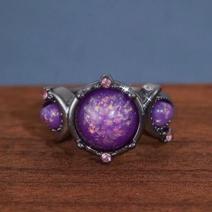 Elegant and Luxurious Synthetic Opal Vine Leaf Engagement Wedding Ring Wedding Jewelry Accessory Valentine's Day Gift