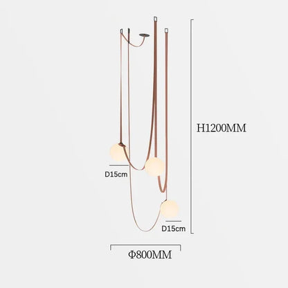 Nordic Leather Chandelier Italian Leather Belt Duplex Staircase Living Room Hotel Restaurant Decoration LED Lamps Pendant Lights