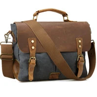 Vintage Crazy Horse Genuine Leather Men Briefcase Large Business Bag Tote Office Bag 15.6“Laptop Case Attache Male Shoulder Bag