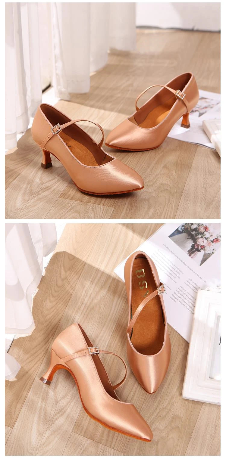 Women New Modern Dance Shoes Girls Standard Dancing Shoes High Heeled Ballroom Latin Dance Shoes for Women 5cm Heels