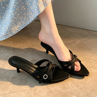 Sexy High Heels Slippers Pointed Toe Heels Shoes for Woman Sandals Luxury Dress Slides Elegant Pumps Party Mujer Flip Flops