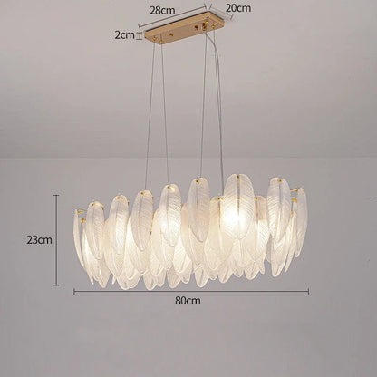 Luxury Villa Led Chandelier Feather Glass Gold Metal for Living Dining Table Room Bedroom Pendant Lights Home Decor Lustre Lamp