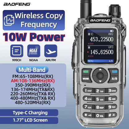 BAOFENG UV-21 PRO V4 Walkie Talkie 10W High Power Multi Band Long Range Wireless Copy Frequency Upgrade UV-21 Pro Two Way Radio