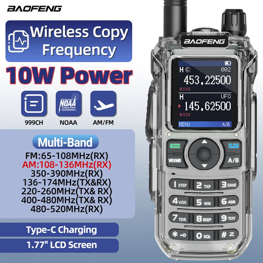BAOFENG UV-21 PRO V4 Walkie Talkie 10W High Power Multi Band Long Range Wireless Copy Frequency Upgrade UV-21 Pro Two Way Radio