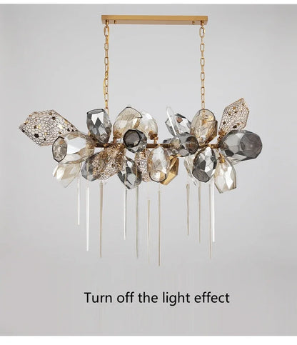 Postmodern Luxury K9 Crystal Chandelier Kitchen Island Decor LED Lighting Cognac Glass Dining Room Hanging Lights Loft Lamps
