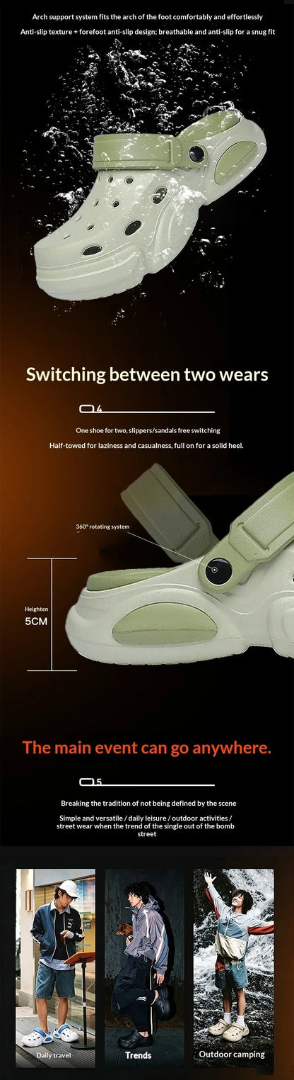 2026Summer Men's Slippers Outdoor Sandals Beach Comfortable EVA Soft Slides Clogs Casual Garden Shoes Men Indoor Home Slippers