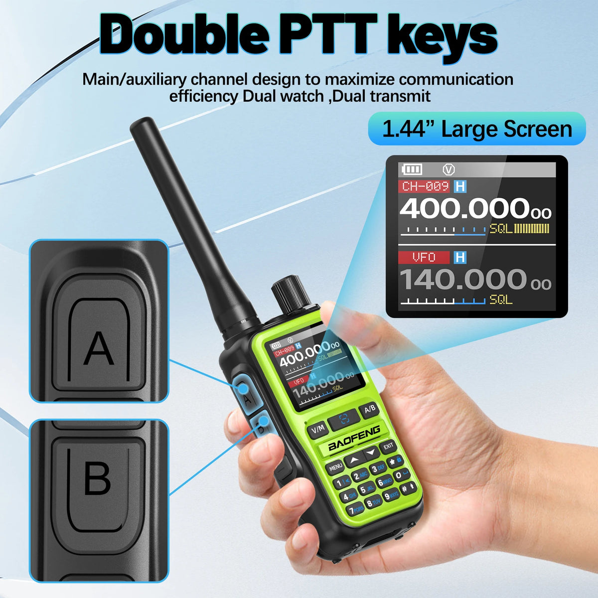 2PCS BAOFENG UV-5R Mini Walkie Talkie Full Band Bluetooth APP Programming Wireless Copy Frequency NOAA 999CH AM FM Two Way Radio