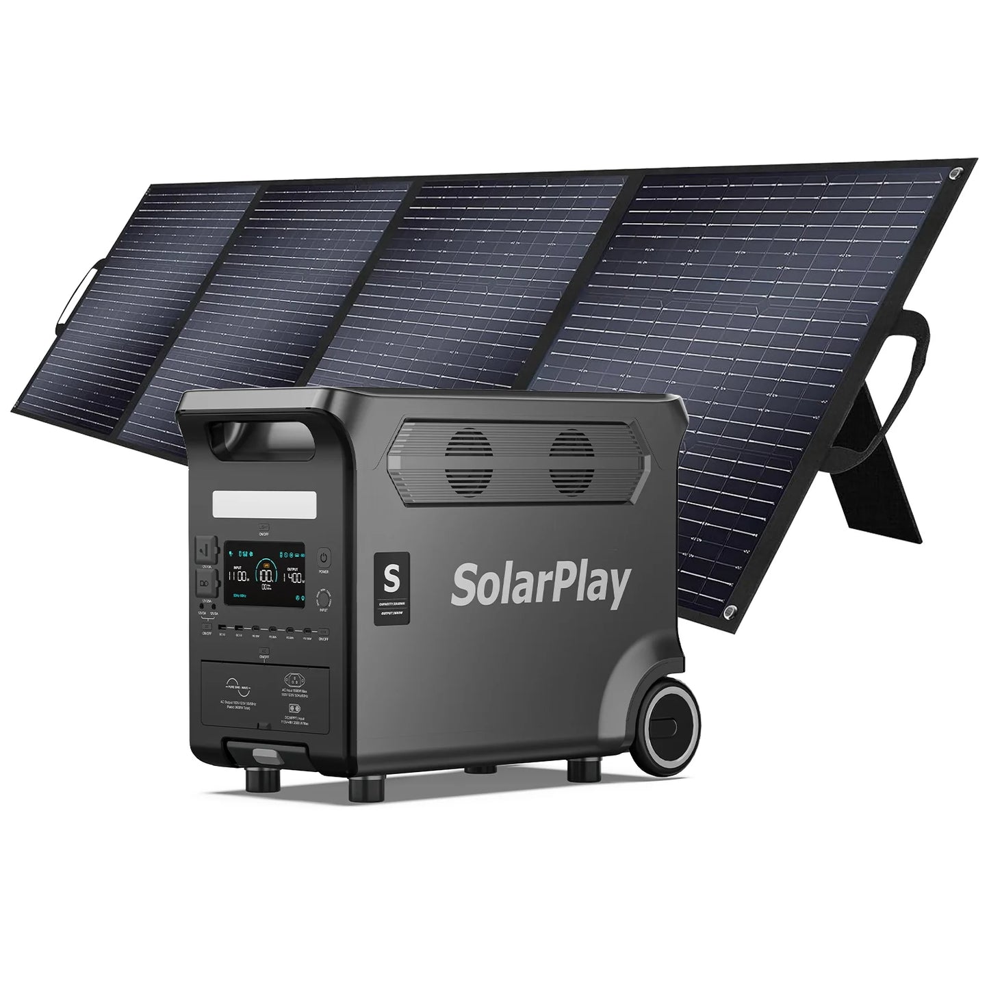 3840Wh 3600W Portable Power Station Solar Generator with Foldable Cart
