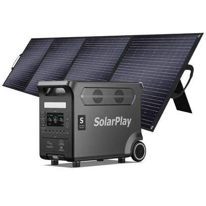 3840Wh 3600W Portable Power Station Solar Generator with Foldable Cart