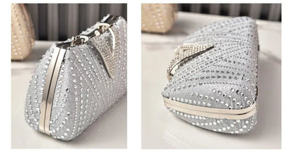 Diamond Silver Shoulder Bags for Women Wedding Inspired Designer Handbags 2026 Luxury Quality V Hasp Rhinestone Crossbody Bags