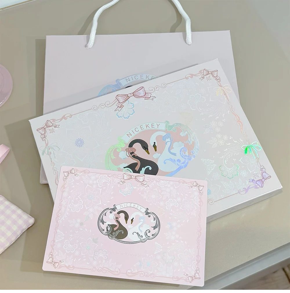 NICEKEY Face Makeup Sets Include 1*Lip mud,1*Pressed Powder,1*Highlight Powder,1*Eyeshadow Palette Powder With Necklace Gift