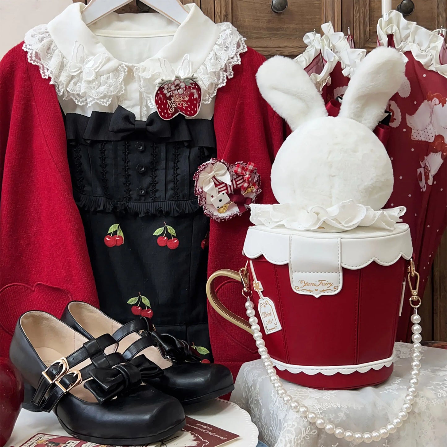 Japanese Original Lolita Cartoon Cute Rabbit Plush Shoulder Bag Sweet Kawaii Jk Uniform Oblique Span Bag
